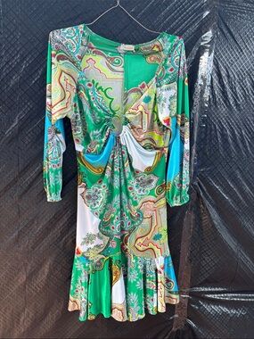 Rubber Ducky Productions, Inc. Green Paisley Twist-Front Dress